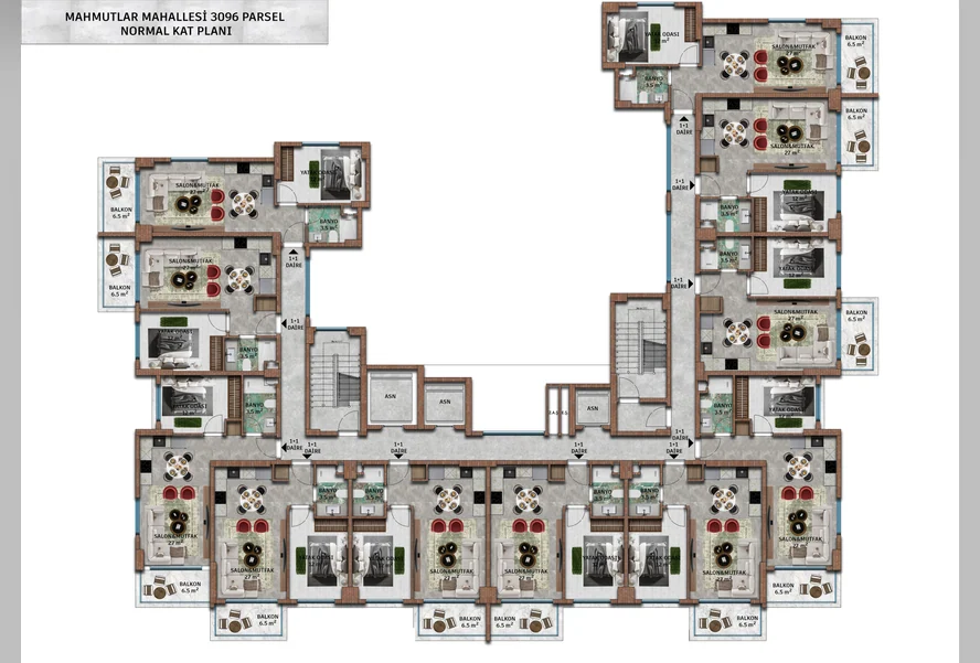 EURO 28 RESIDENCE — 1+1 daire, Mahmutlar