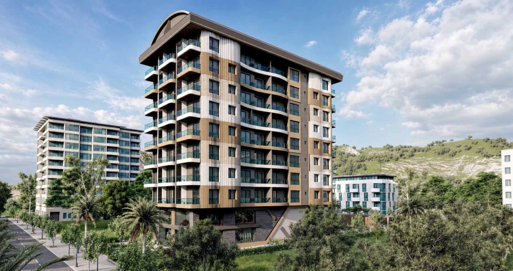 RUBIN Residence, 2+1, 110 м² — Архитектурный рендер фасада RUBIN Residence