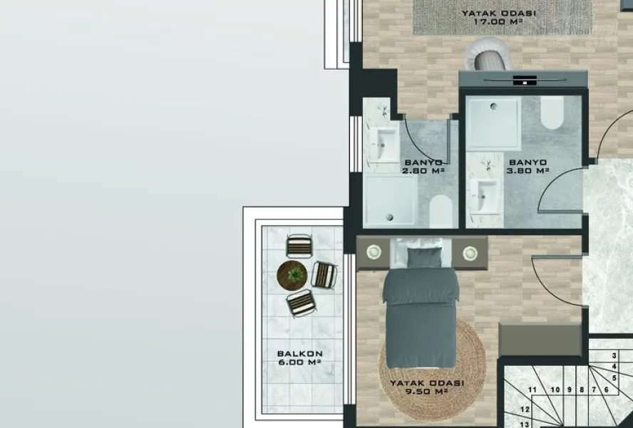 KAVI SUITE, 2+1, 117,3 м² — садовый дуплекс в Каргыджаке