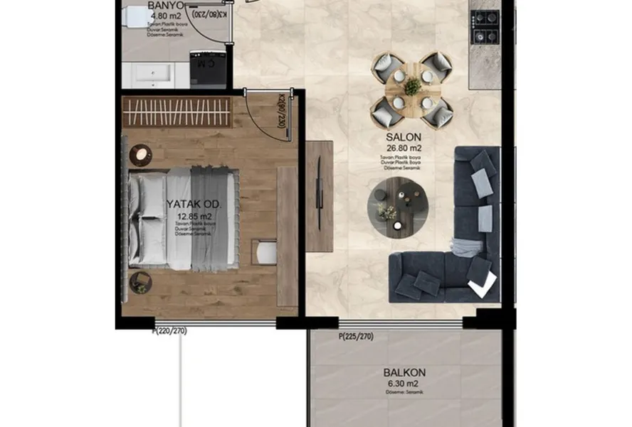 SES Mansion, 1+1, 56 м²