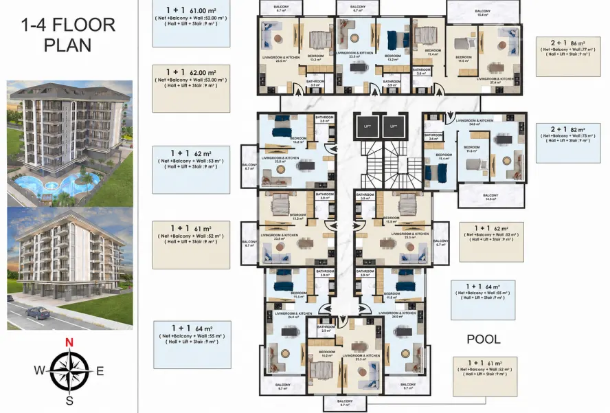 ELITE ELIZE 4 — 1+1, 62 m²