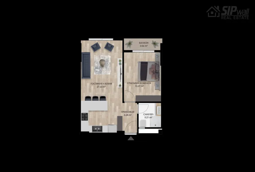 Akropolis Residence, 1+1, 52 m²