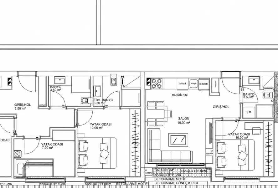 MONA Venice — Wohnung 1+1 mit Balkon in Altıntaş