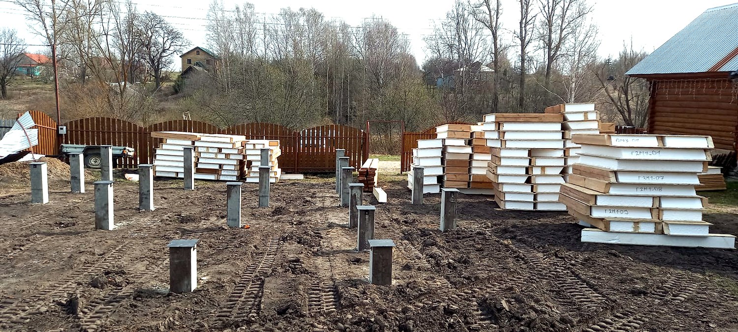 Haus nach Projekt „Dorofejewo“, Gebiet Nischni Nowgorod: Fundament und Grundrahmen