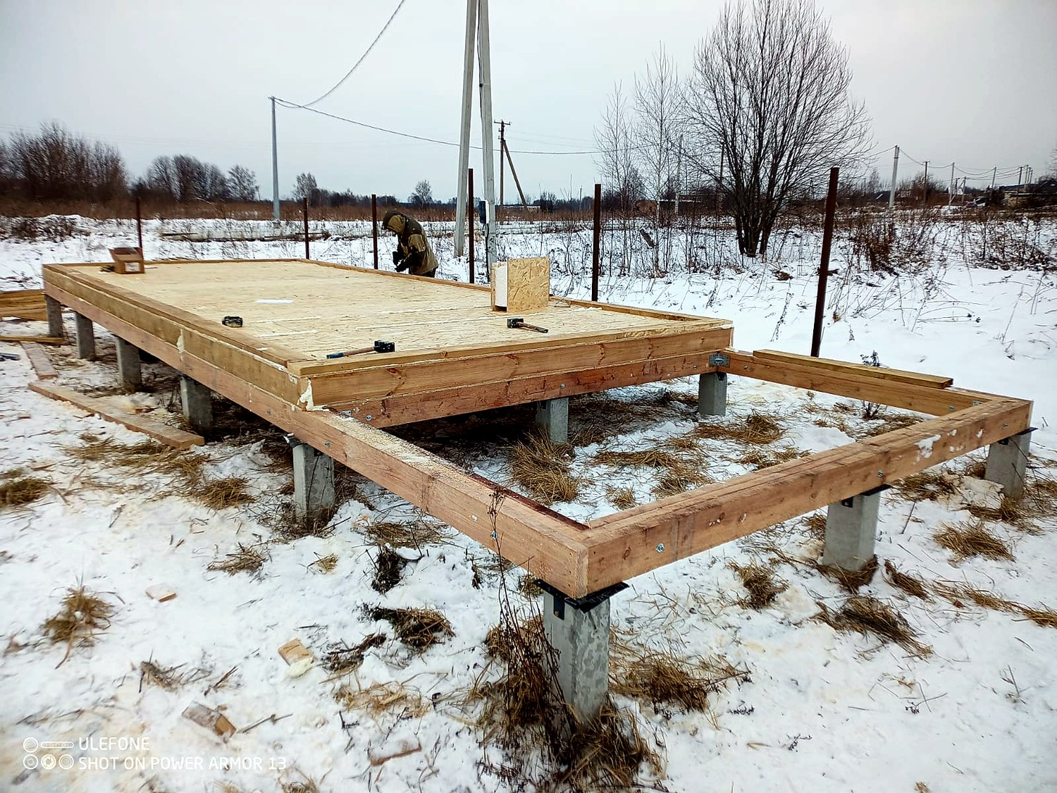 Gästehaus nach individuellem Projekt, Gebiet Kostroma: Fundament und Grundrahmen