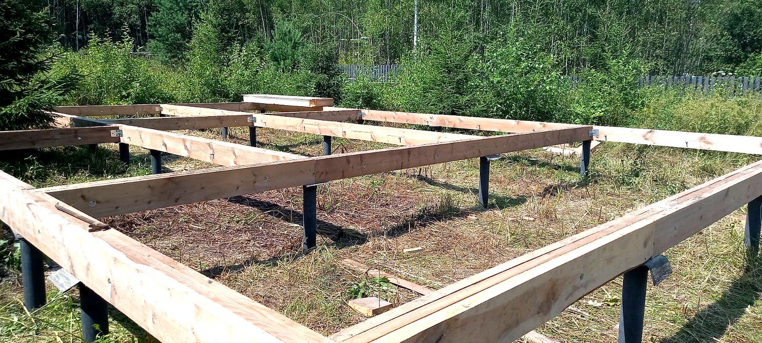 Haus nach Projekt „im Dorf Wjatkowo“, Gebiet Iwanowo: Fundament und Grundrahmen