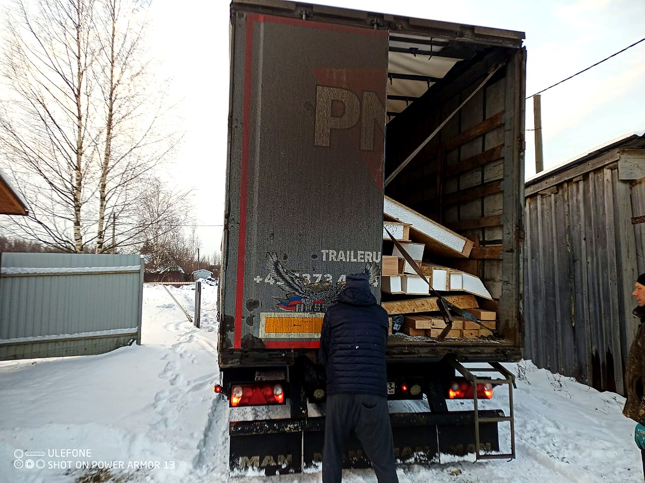 Haus nach Projekt „Elisej“, Region Wologda: Lieferung des Hausbausatzes