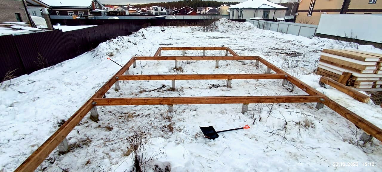 Haus 140 m² nach Projekt „Jessentuki 8x9“, Dorf Afanasovo: Fundament und Grundrahmen
