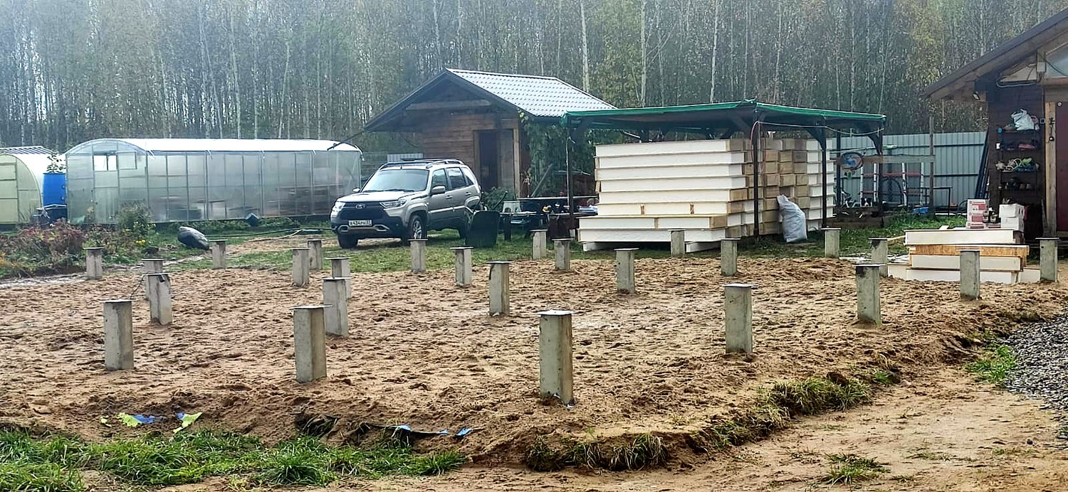 Haus 147 m² nach Projekt „Eger“, Siedlung Sosny: Fundament und Grundrahmen
