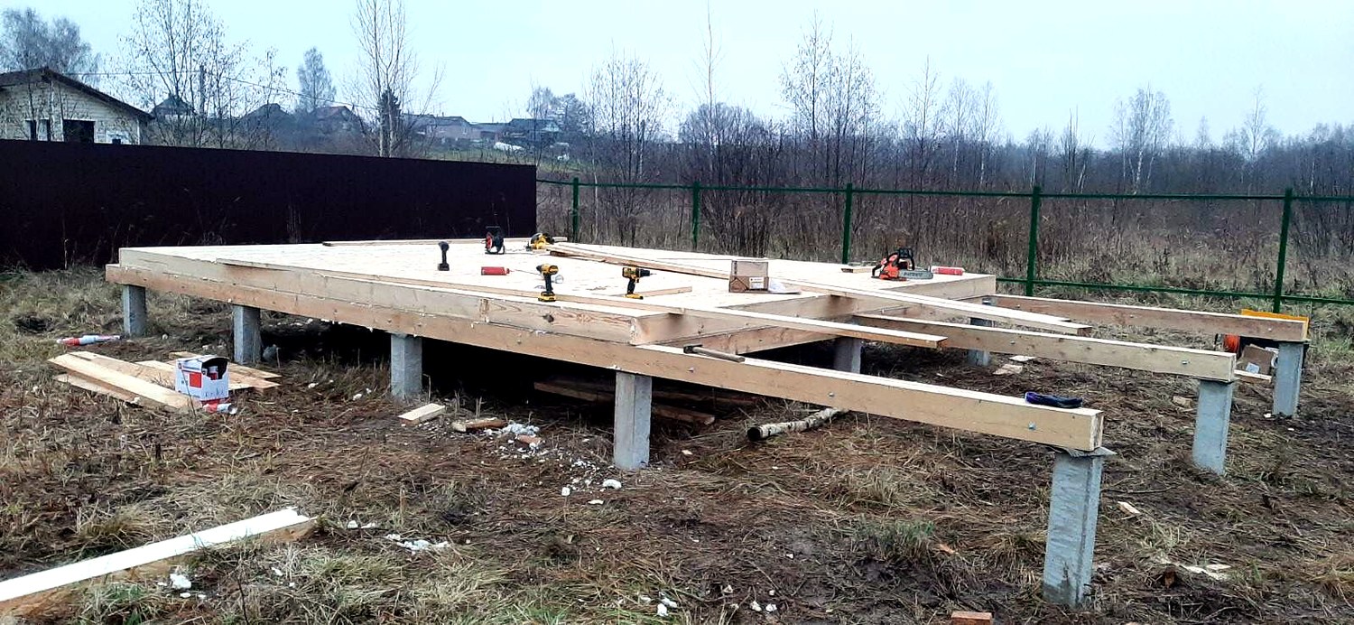 Haus 45 m² nach Projekt „Barnhouse 33“, Dorf Nazarovo: Fundament und Grundrahmen