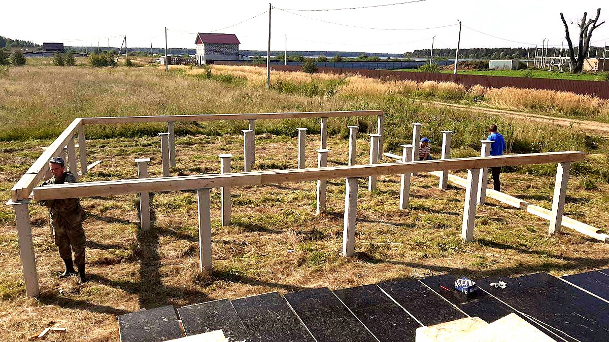 Haus nach individuellem Projekt, Dorf Turovo: Fundament und Grundrahmen
