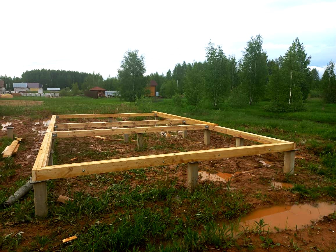Haus 45 m² nach Projekt „Vivat 2.8“, Siedlung Nekrasovskoe: Fundament und Grundrahmen
