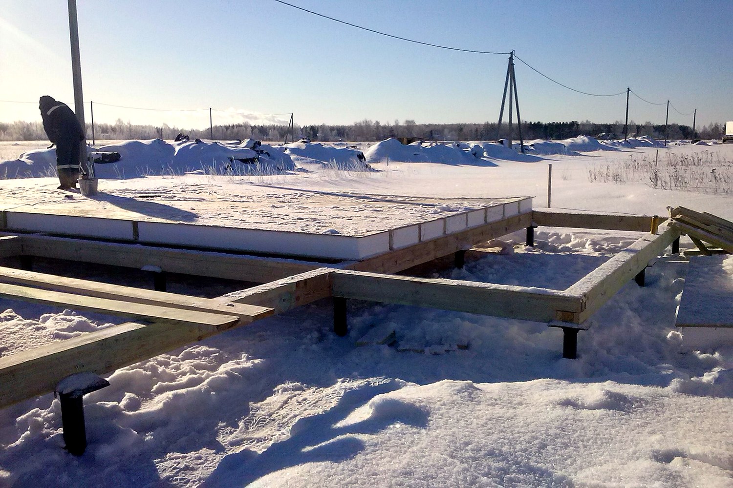 Haus nach individuellem Projekt, Kostroma: Fundament und Grundrahmen