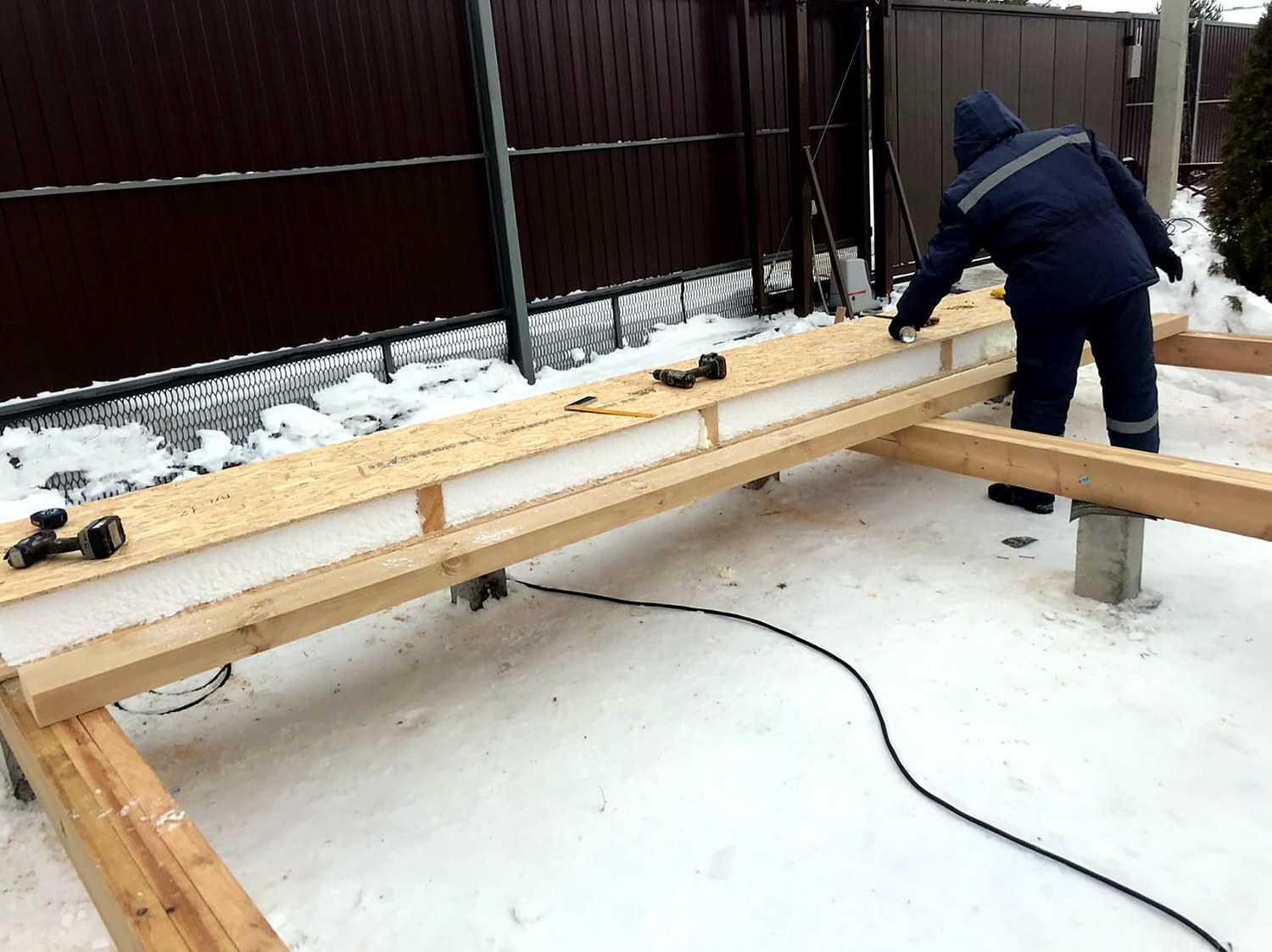 Haus 44,5 m² nach individuellem Projekt, Dorf Ignatovo: Fundament und Grundrahmen