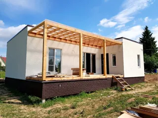 Haus nach Projekt „Mistika - E2.8“, Dorf Novoe: Fertiges Haus