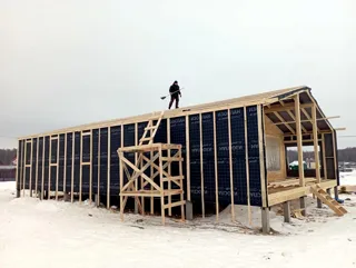 House, “Barnhouse 110” design, TSN homeowners’ association “Orlinye Kholmy”: facade finishing