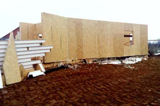 Bathhouse, “Office space 161.13” design, Suzdal: wall assembly