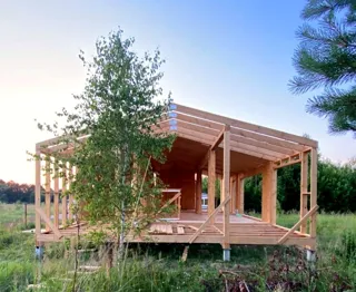 Haus nach Projekt „Barnhouse 76.1“, Dorf Rusyatino: Fertiges Haus