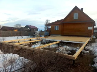 Datscha nach Projekt „Mistika - D“, Dorf Buldachikha: Fundament und Grundrahmen