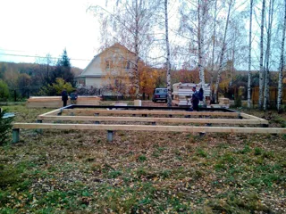 Haus nach Projekt „Mistika - S2.5“, Gartengemeinschaft SNT „Koltschugino“: Fundament und Grundrahmen