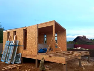 House based on the “Barnhouse 33” design, Novonikolskoe village: wall assembly