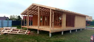 House based on the “Barnhouse 76.1” design, Zaporozhskoe settlement: wall assembly
