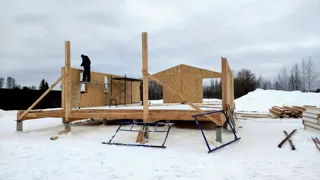 House based on the “Chalet-100 2150” design, Ivanovo Region: wall assembly