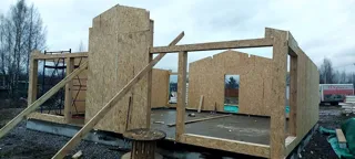 98 m² house, “Half-timbered 98” design, SNT “Kovalyovo”: wall assembly