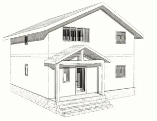 Haus nach individuellem Entwurf, Dorf Greshnevo: Projektvisualisierung