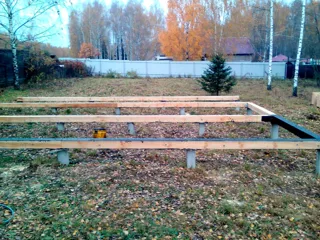 Haus nach Projekt „Mistika - S2.5“, Gartengemeinschaft SNT „Koltschugino“: Fundament und Grundrahmen