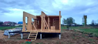 62 m² house, “Mistika s” design, Korobovo village: wall assembly