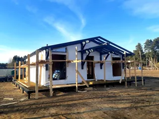 House, “Half-timbered 98” design, Borisovo village: facade finishing