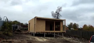 Haus 54 m², Projekt „N4O-54“, Dorf Lezhnevo: Wandmontage