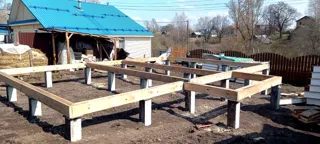 Haus nach Projekt „Dorofejewo“, Gebiet Nischni Nowgorod: Fundament und Grundrahmen