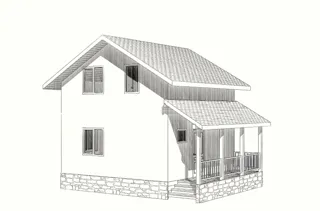 74 m² ev, özel proje, “Jeleznodorojnik” SNT: proje görselleştirmesi