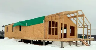 House, “Barnhouse 110” design, TSN homeowners’ association “Orlinye Kholmy”: wall assembly