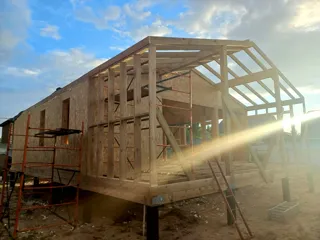Haus 100 m², Projekt „Barnhouse 76.1“, Gebiet Moskau: Wandmontage