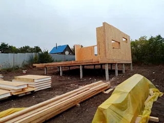 Haus 54 m², Projekt „N4O-54“, Dorf Lezhnevo: Wandmontage