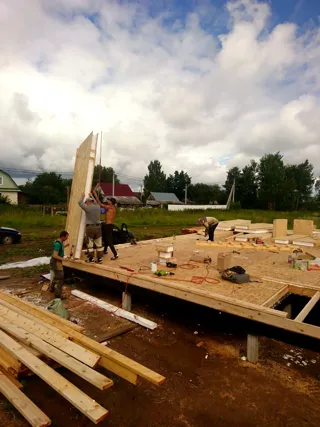 House, custom design, Kostroma 28: SIP panel floor at level 0