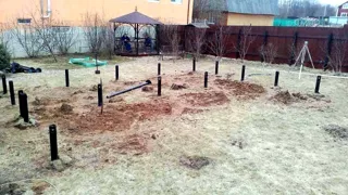 Haus nach Projekt „Garmonija 122.89“, Dorf Buzharovo: Fundament und Grundrahmen