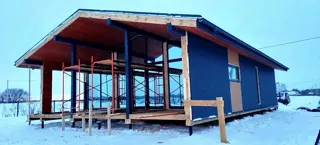 Haus nach Projekt „Chalet 76.3“, Siedlung Parkovo: Fertiges Haus