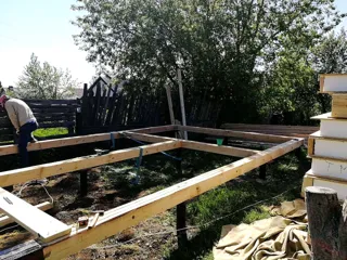 House based on the “Ochag” design, Starkovo village: foundation and sill strapping