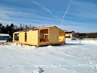House based on the “Barnhouse 110” design, Moscow Region: wall assembly