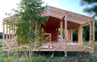 Haus nach Projekt „Barnhouse 76.1“, Dorf Rusyatino: Wandmontage