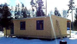 Haus nach Projekt „Mistika - E2.8“, Cottage-Siedlung „Borissowka“: fertiges Gebäude