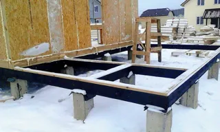 Garage, “Solo + garage” design, Sverdlovsk Region: foundation and base framing