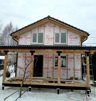 Dacha house, “Small country house” design, Karacharovo village: wall assembly