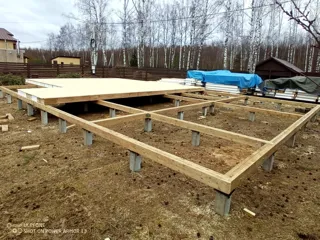 Haus nach Projekt „Arizona mini“, Gebiet Kostroma: Fundament und Grundrahmen