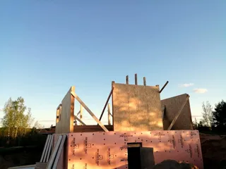 Haus 100 m², Projekt „Barnhouse 76.1“, Dorf Izbizhe: Wandmontage