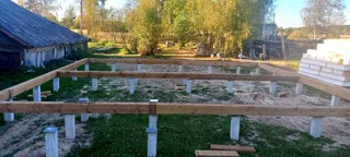 House based on the “Patio” design, Mikhaylovskoe village: foundation and sill strapping